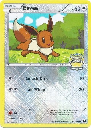 Eevee (84/108) (City Championship Promo) [Black & White: Dark Explorers] | I Want That Stuff Brandon