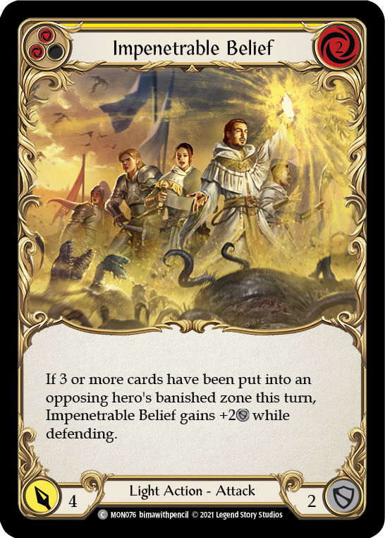 Impenetrable Belief (Yellow) (Rainbow Foil) [MON076-RF] 1st Edition Rainbow Foil | I Want That Stuff Brandon