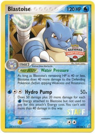 Blastoise (14/100) (National Championship Promo Staff) [EX: Crystal Guardians] | I Want That Stuff Brandon