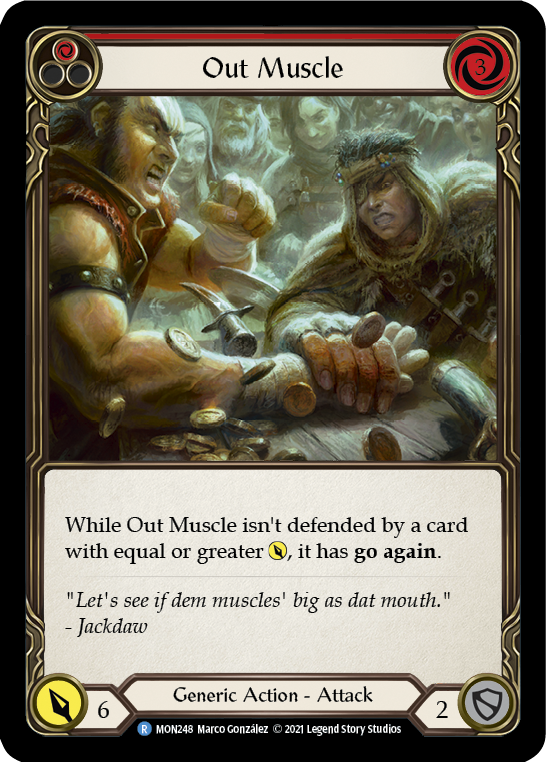 Out Muscle (Red) (Rainbow Foil) [MON248-RF] 1st Edition Rainbow Foil | I Want That Stuff Brandon