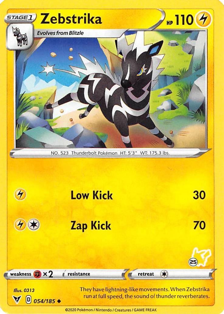 Zebstrika (054/185) (Pikachu Stamp #25) [Battle Academy 2022] | I Want That Stuff Brandon