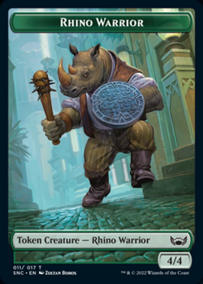 Fish // Rhino Warrior Double-Sided Token [Streets of New Capenna Tokens] | I Want That Stuff Brandon