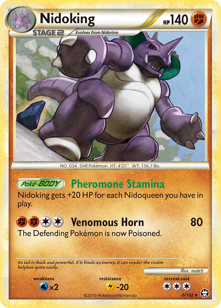 Nidoking (6/102) (Cracked Ice Holo) (Theme Deck Exclusive) [HeartGold & SoulSilver: Triumphant] | I Want That Stuff Brandon