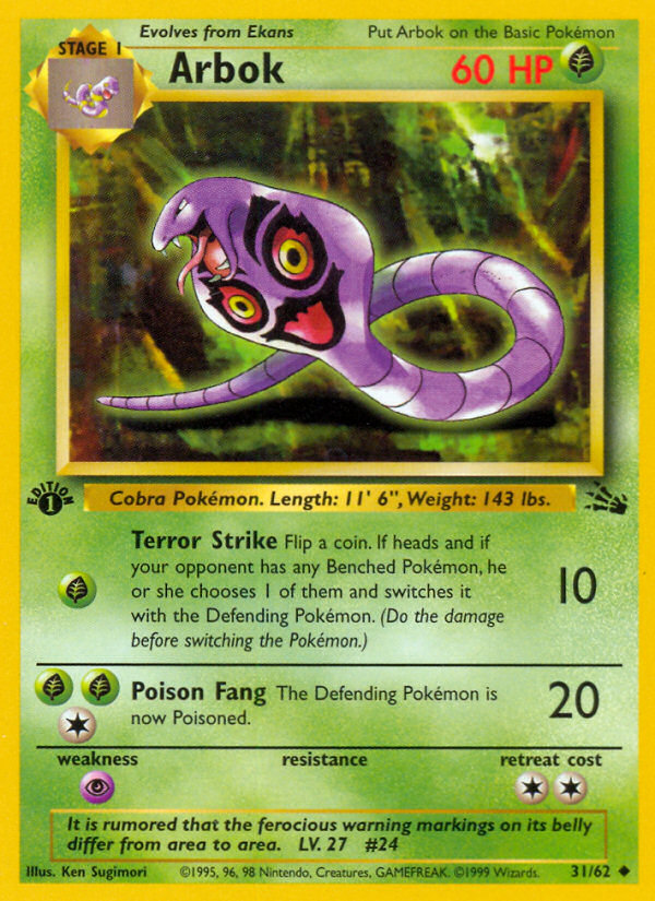 Arbok (31/62) [Fossil 1st Edition] | I Want That Stuff Brandon