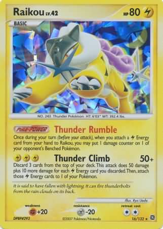 Raikou (16/132) (Cracked Ice Holo) [Diamond & Pearl: Secret Wonders] | I Want That Stuff Brandon