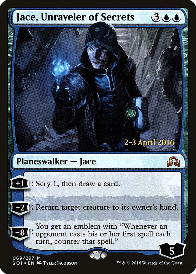 Jace, Unraveler of Secrets [Shadows over Innistrad Prerelease Promos] | I Want That Stuff Brandon