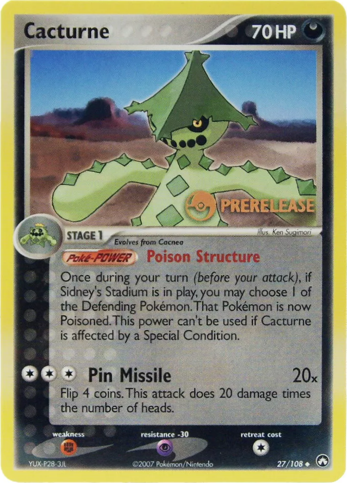 Cacturne (27/108) (Prerelease Promo) [EX: Power Keepers] | I Want That Stuff Brandon