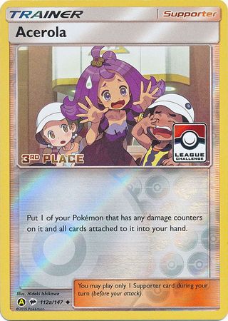 Acerola (112a/147) (League Promo 3rd Place) [Sun & Moon: Burning Shadows] | I Want That Stuff Brandon