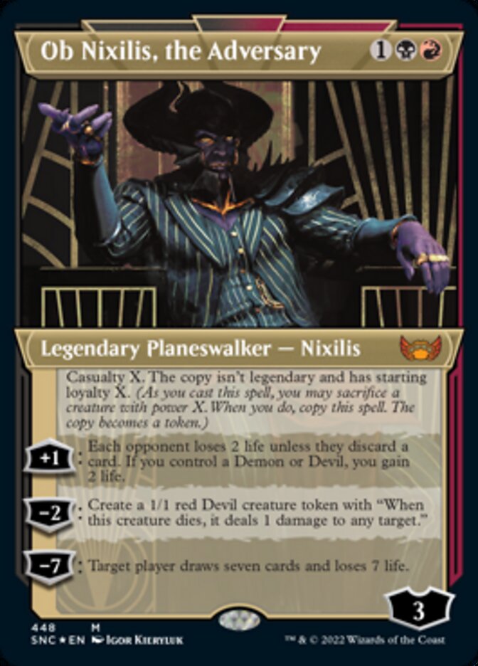 Ob Nixilis, the Adversary (Showcase Art Deco Foil Etched) [Streets of New Capenna] | I Want That Stuff Brandon