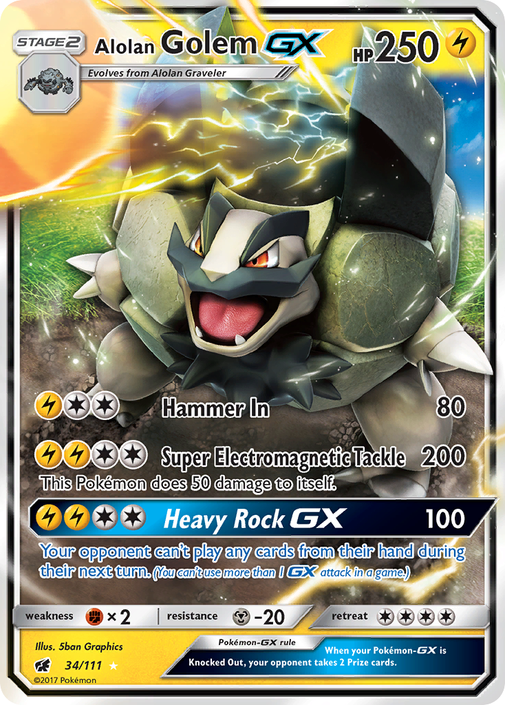 Alolan Golem GX (34/111) [Sun & Moon: Crimson Invasion] | I Want That Stuff Brandon