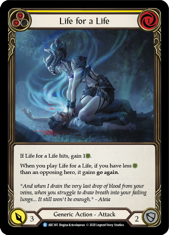 Life for a Life (Yellow) [ARC165] Unlimited Edition Rainbow Foil | I Want That Stuff Brandon