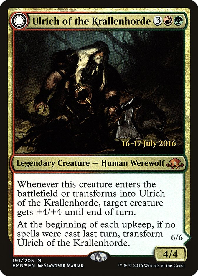 Ulrich of the Krallenhorde // Ulrich, Uncontested Alpha [Eldritch Moon Prerelease Promos] | I Want That Stuff Brandon