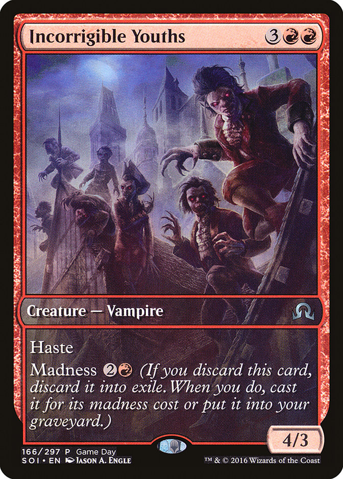 Incorrigible Youths (Game Day) (Extended Art) [Shadows over Innistrad Promos] | I Want That Stuff Brandon