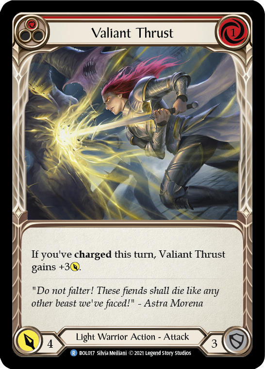 Valiant Thrust (Red) [BOL017] (Monarch Boltyn Blitz Deck) | I Want That Stuff Brandon