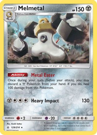 Melmetal (129/214) (Cosmos Holo) [Sun & Moon: Unbroken Bonds] | I Want That Stuff Brandon