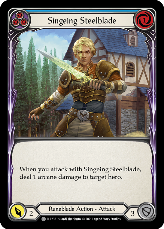 Singeing Steelblade (Blue) [ELE232] (Tales of Aria)  1st Edition Rainbow Foil | I Want That Stuff Brandon