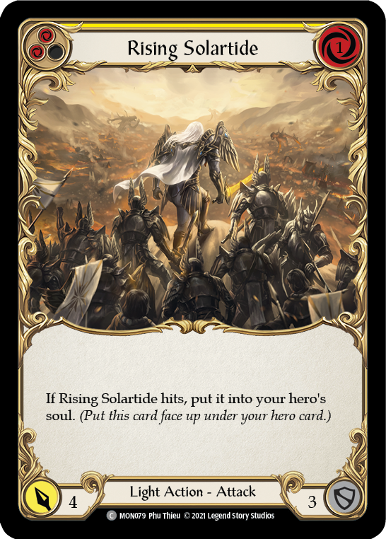 Rising Solartide (Yellow) [MON079-RF] 1st Edition Rainbow Foil | I Want That Stuff Brandon