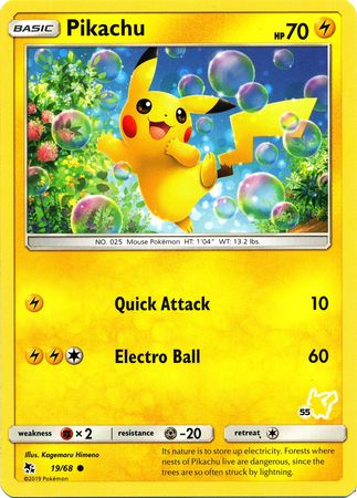 Pikachu (19/68) (Pikachu Stamp #55) [Battle Academy 2020] | I Want That Stuff Brandon