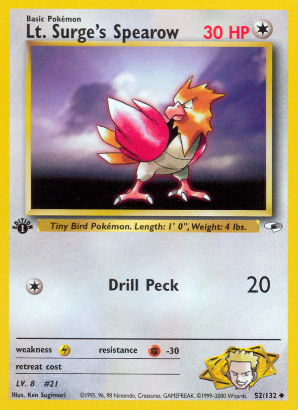 Lt. Surge's Spearow (52/132) [Gym Heroes 1st Edition] | I Want That Stuff Brandon