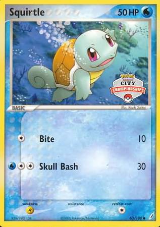 Squirtle (63/100) (City Championship Promo) [EX: Crystal Guardians] | I Want That Stuff Brandon