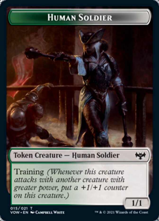 Zombie (008) // Human Soldier Double-Sided Token [Innistrad: Crimson Vow Tokens] | I Want That Stuff Brandon