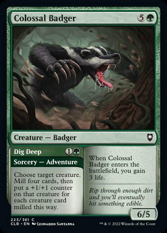 Colossal Badger // Dig Deep [Commander Legends: Battle for Baldur's Gate] | I Want That Stuff Brandon