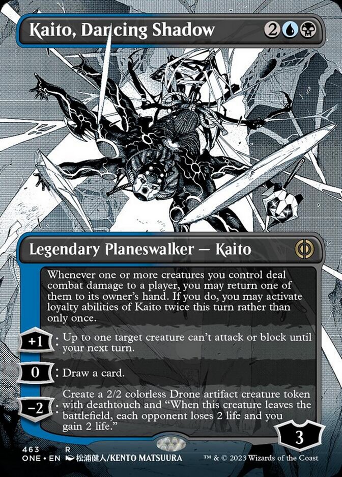 Kaito, Dancing Shadow (Borderless Manga Step-and-Compleat Foil) [Phyrexia: All Will Be One] | I Want That Stuff Brandon