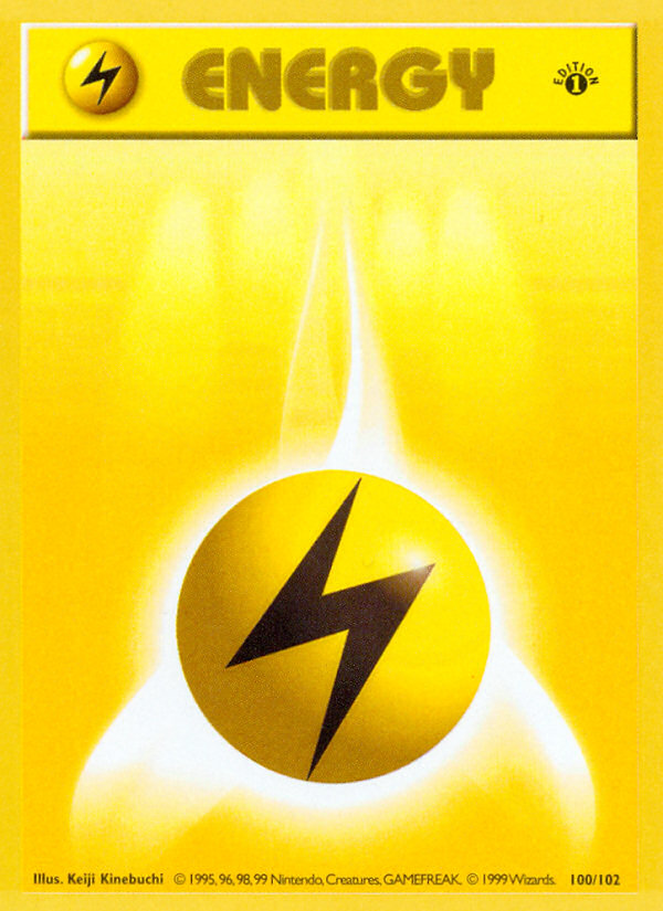Lightning Energy (100/102) (Shadowless) [Base Set 1st Edition] | I Want That Stuff Brandon