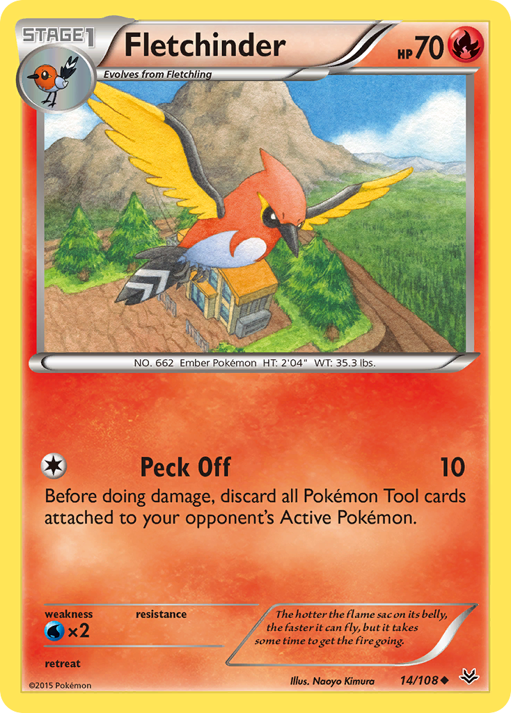 Fletchinder (14/108) [XY: Roaring Skies] | I Want That Stuff Brandon