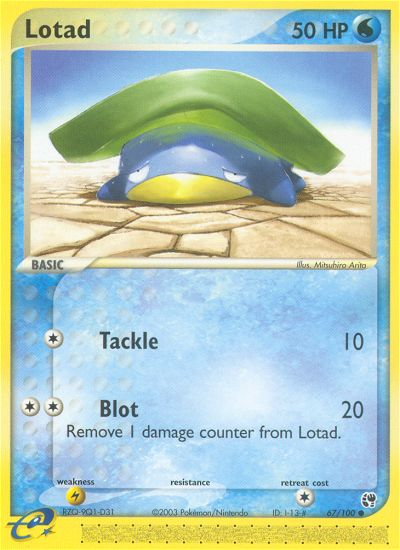 Lotad (67/100) [EX: Sandstorm] | I Want That Stuff Brandon