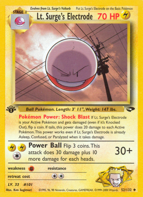 Lt. Surge's Electrode (52/132) [Gym Challenge 1st Edition] | I Want That Stuff Brandon