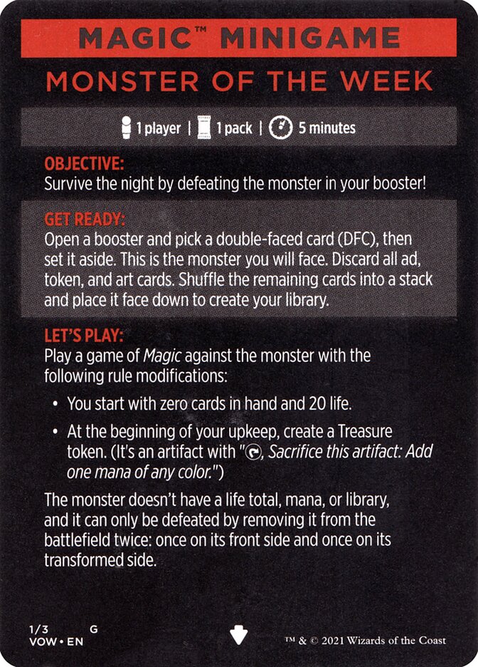 Monster of The Week (Magic Minigame) [Innistrad: Crimson Vow Minigame] | I Want That Stuff Brandon