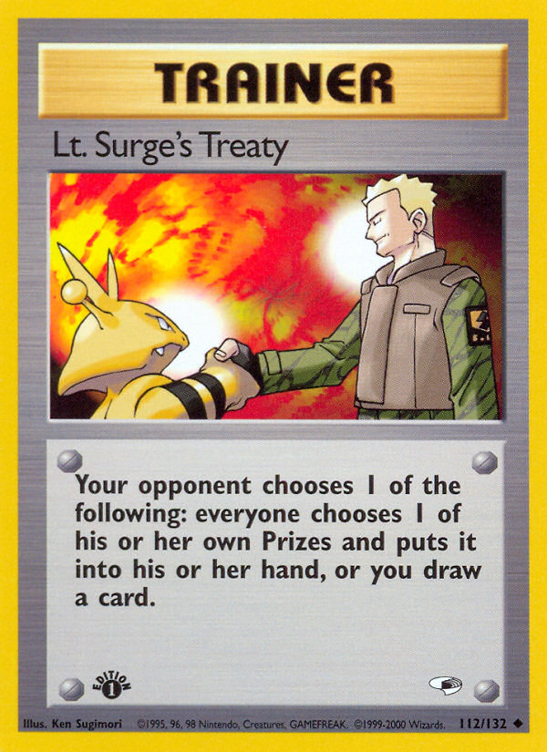 Lt. Surge's Treaty (112/132) [Gym Heroes 1st Edition] | I Want That Stuff Brandon