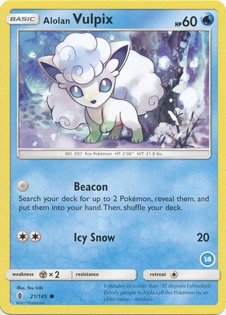 Alolan Vulpix (21/145) (Deck Exclusive #14) [Sun & Moon: Trainer Kit - Alolan Ninetales] | I Want That Stuff Brandon