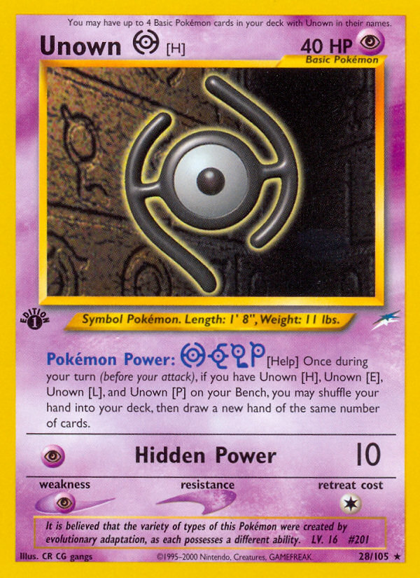 Unown [H] (28/105) [Neo Destiny 1st Edition] | I Want That Stuff Brandon