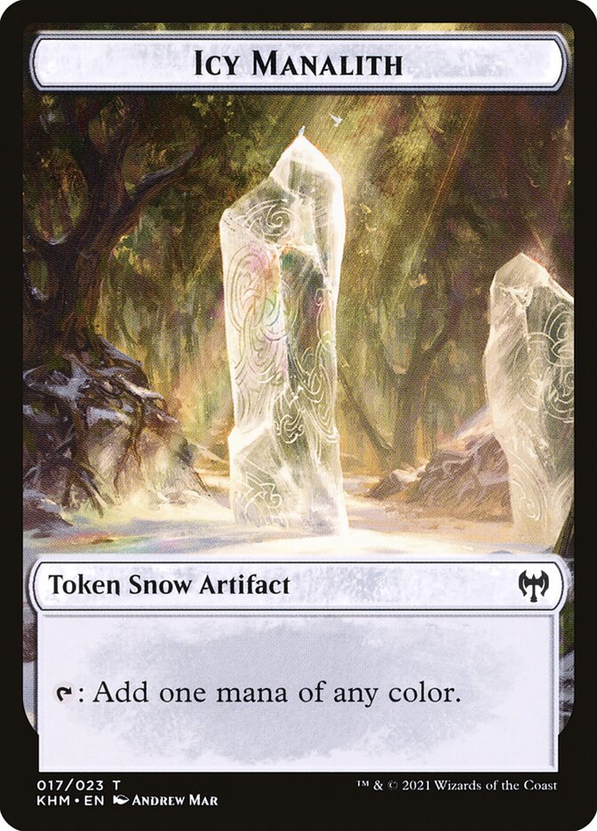 Elf Warrior // Icy Manalith Double-Sided Token [Kaldheim Tokens] | I Want That Stuff Brandon