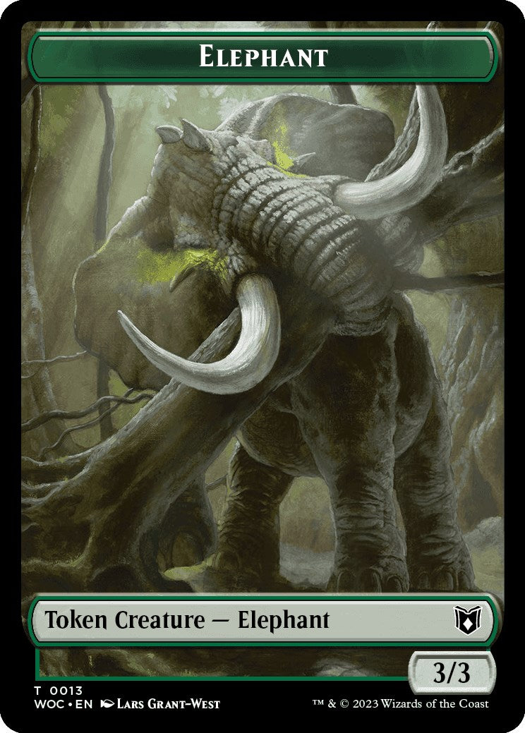 Elephant // Saproling Double-Sided Token [Wilds of Eldraine Commander Tokens] | I Want That Stuff Brandon