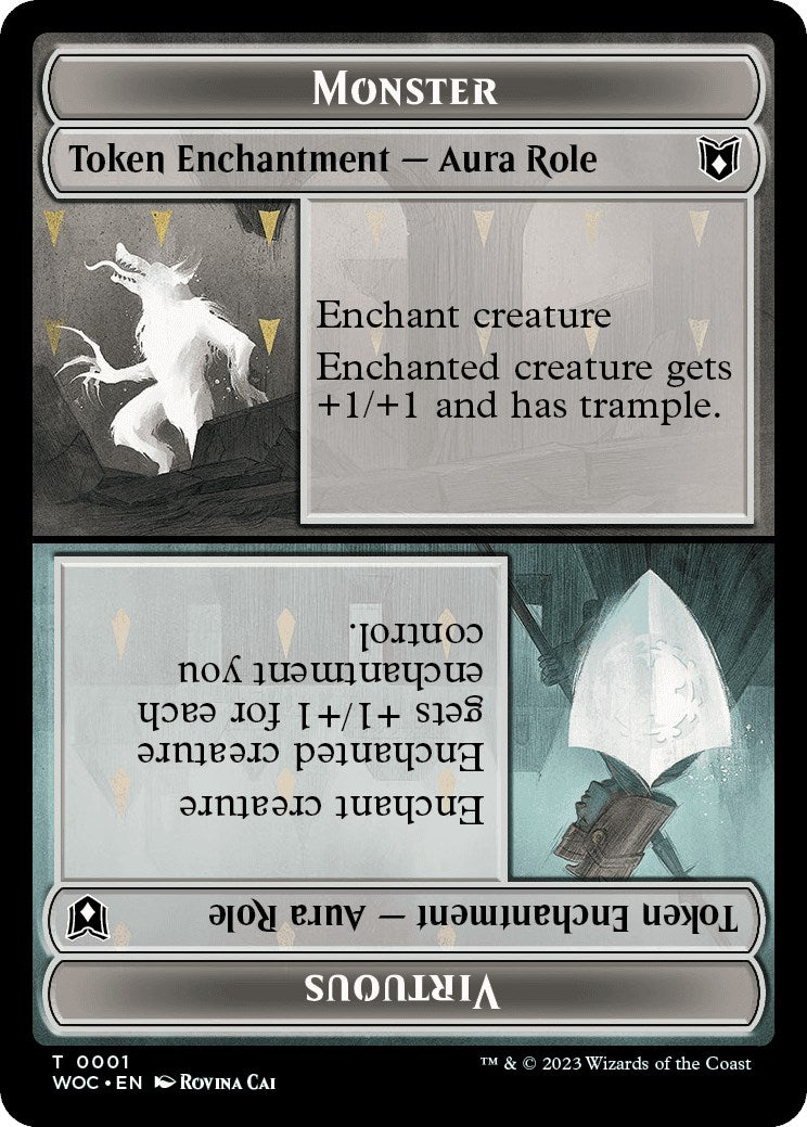 Monster Role / Virtuous Role // Royal Role / Virtuous Role Double-Sided Token [Wilds of Eldraine Commander Tokens] | I Want That Stuff Brandon