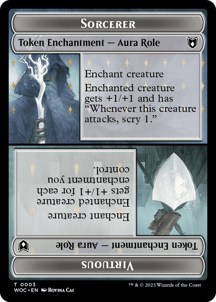 Sorcerer Role / Virtuous Role // Monster Role / Virtuous Role Double-Sided Token [Wilds of Eldraine Commander Tokens] | I Want That Stuff Brandon