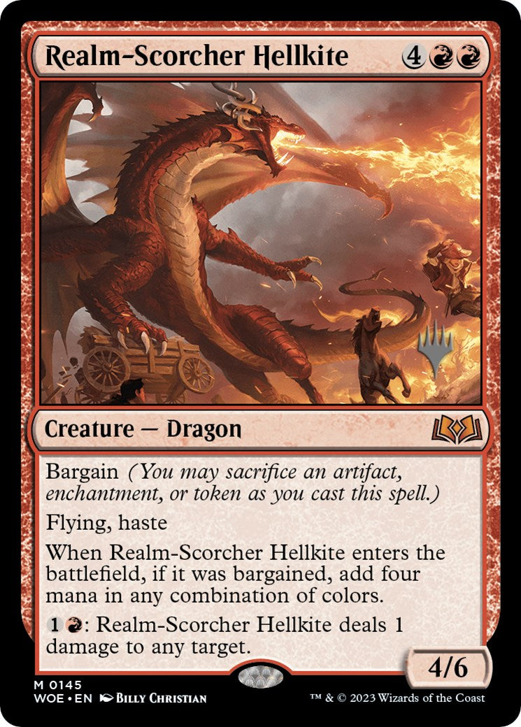 Realm-Scorcher Hellkite (Promo Pack) [Wilds of Eldraine Promos] | I Want That Stuff Brandon