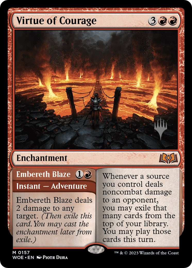 Virtue of Courage //Embereth Blaze (Promo Pack) [Wilds of Eldraine Promos] | I Want That Stuff Brandon