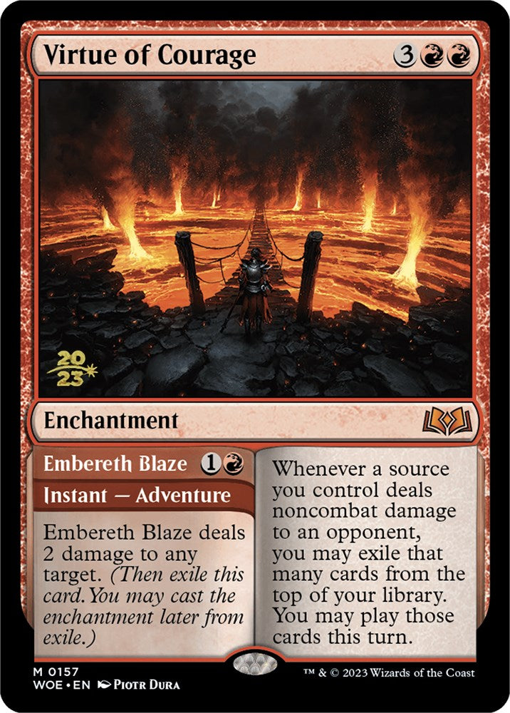 Virtue of Courage //Embereth Blaze (Promo Pack) [Wilds of Eldraine Promos] | I Want That Stuff Brandon