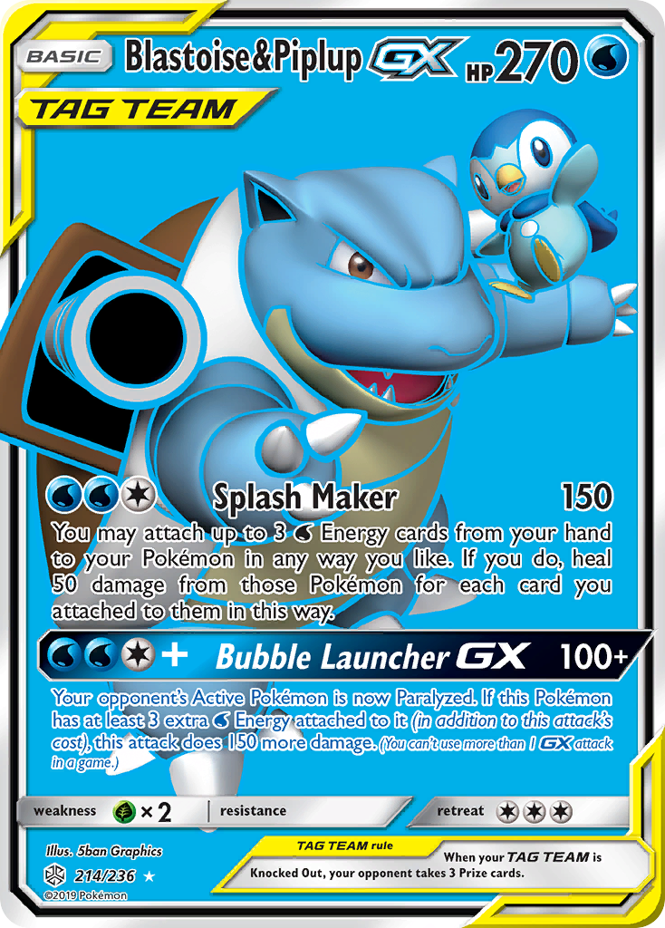 Blastoise & Piplup GX (214/236) [Sun & Moon: Cosmic Eclipse] | I Want That Stuff Brandon