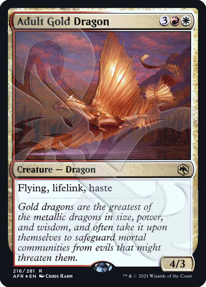Adult Gold Dragon (Ampersand Promo) [Dungeons & Dragons: Adventures in the Forgotten Realms Promos] | I Want That Stuff Brandon