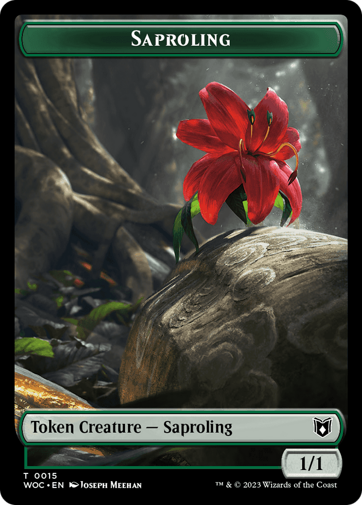 Faerie // Saproling Double-Sided Token [Wilds of Eldraine Commander Tokens] | I Want That Stuff Brandon