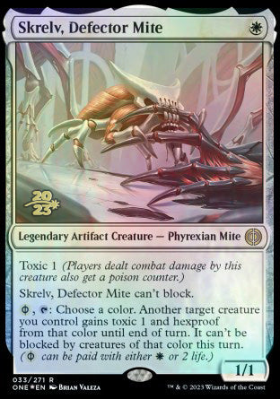 Skrelv, Defector Mite [Phyrexia: All Will Be One Prerelease Promos] | I Want That Stuff Brandon