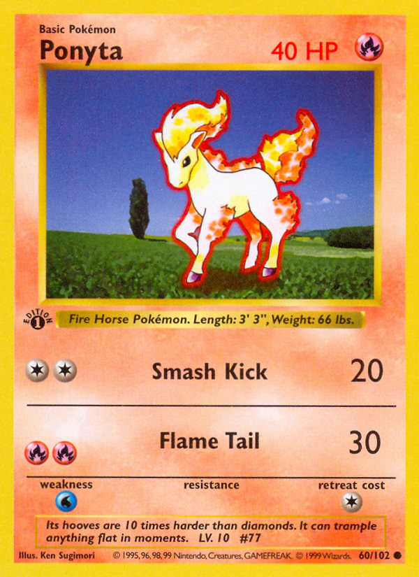 Ponyta (60/102) (Shadowless) [Base Set 1st Edition] | I Want That Stuff Brandon