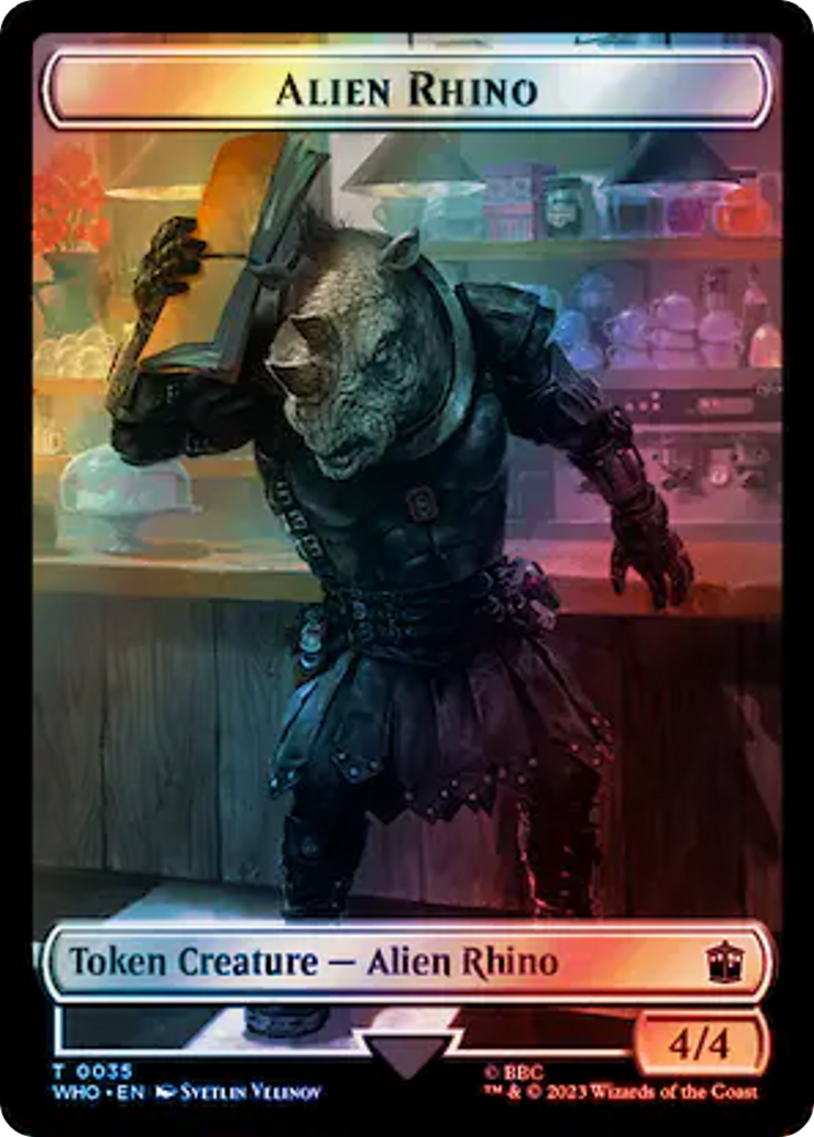 Alien Rhino // Mutant Double-Sided Token (Surge Foil) [Doctor Who Tokens] | I Want That Stuff Brandon