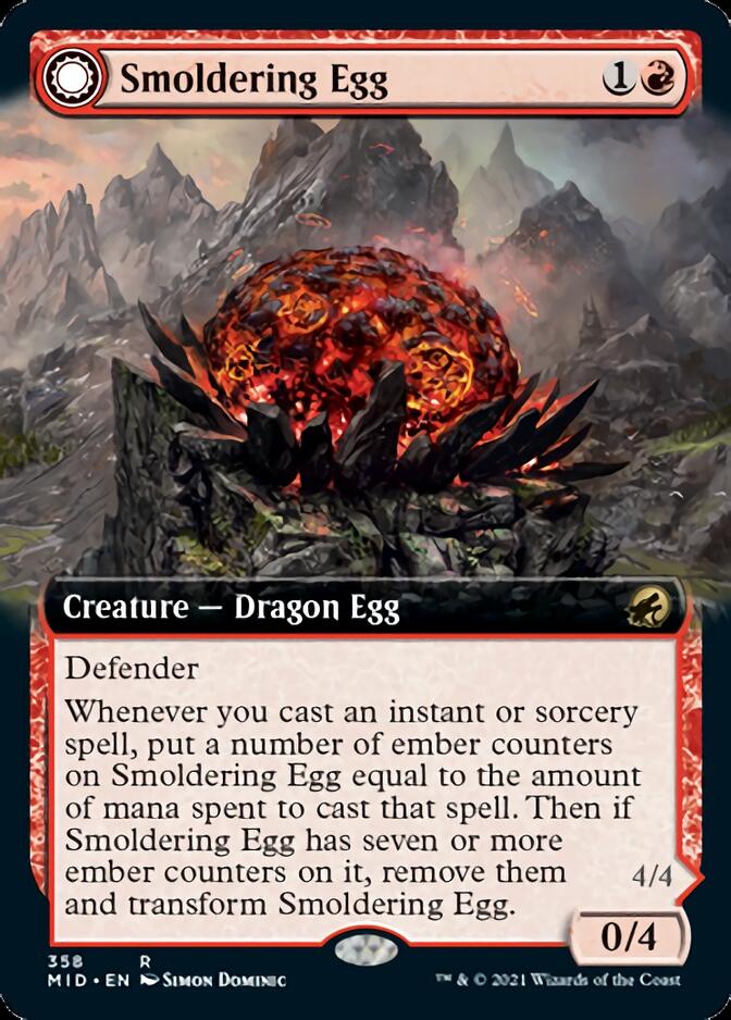 Smoldering Egg // Ashmouth Dragon (Extended Art) [Innistrad: Midnight Hunt] | I Want That Stuff Brandon