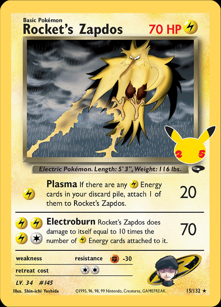 Rocket's Zapdos (15/132) [Celebrations: 25th Anniversary - Classic Collection] | I Want That Stuff Brandon